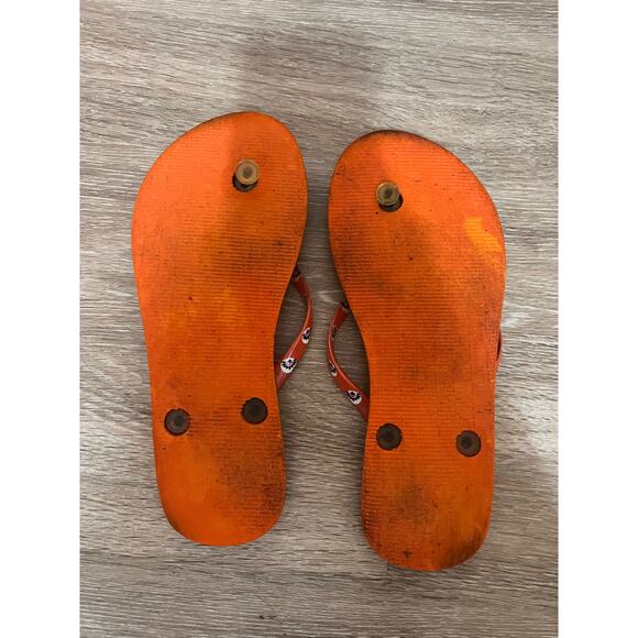 Vera Bradley Rio Orange Flower Print Flip Flops Sz 7.5 - Picture 6 of 11